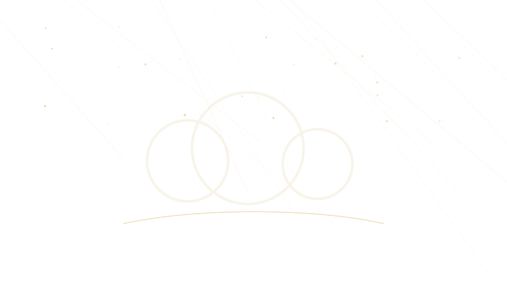 Illustration au trait : trois cercles de tailles différentes qui se recoupent, posés sur une même ligne